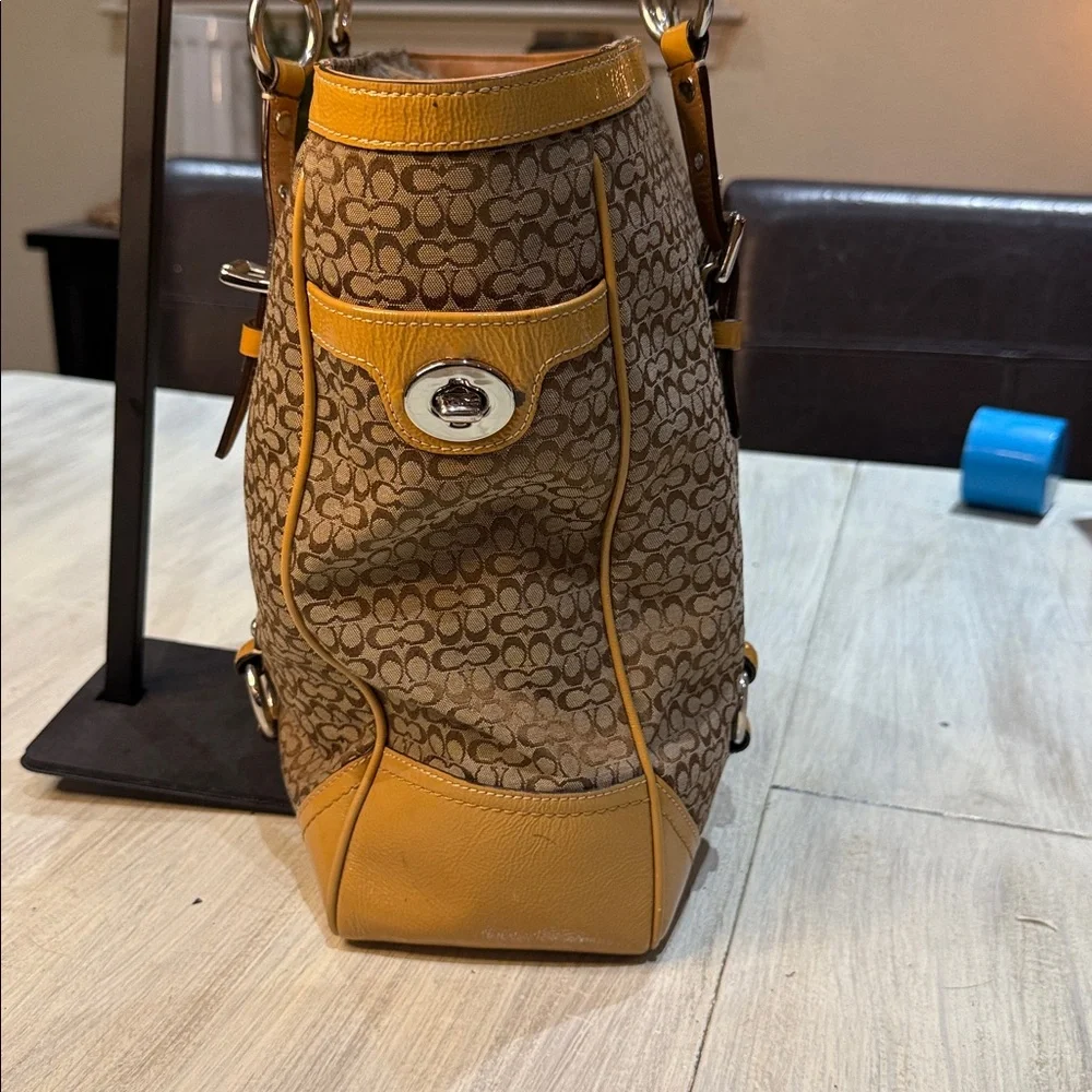 Coach Soho Mini C monogram Tan and Brown Tote Bag